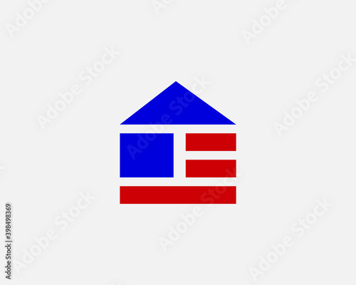 Abstract home house building symbol icon logotype. Universal American flag, constraction, apartment icon logo design vector template minimal style illustration isolated on light background.