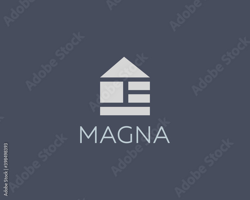 Abstract home house building symbol icon logotype. Creative monohrome American flag, constraction, apartment icon logo design vector template minimal style.