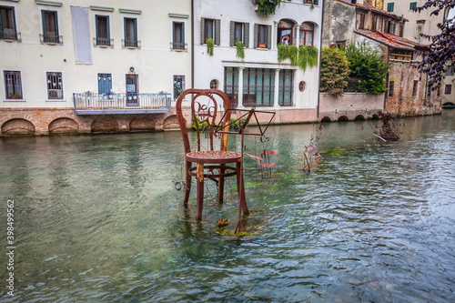 Refelections in the channels of Treviso, Venetian, Italy