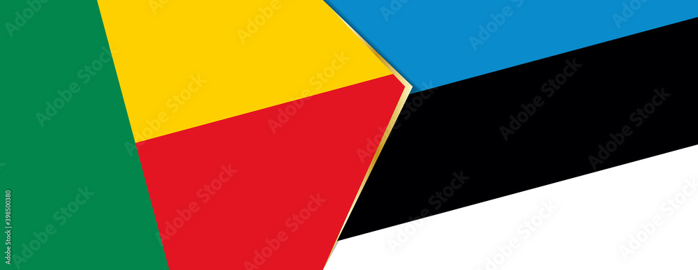 Benin and Estonia flags, two vector flags. Benin and Estonia flags, two vector flags.