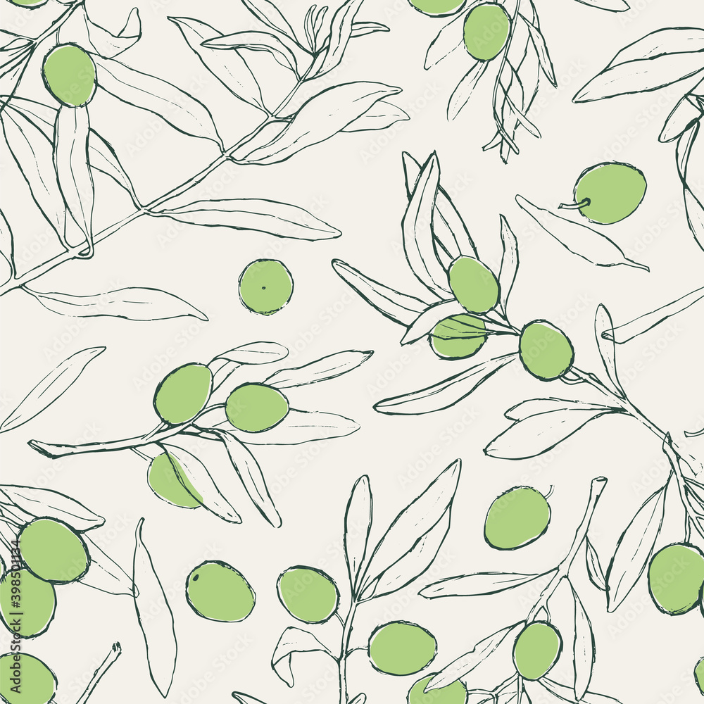 vector hand drawn abstract floral seamless pattern