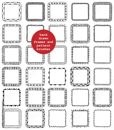 Set of vector decorative elements. Square ornamental frames.