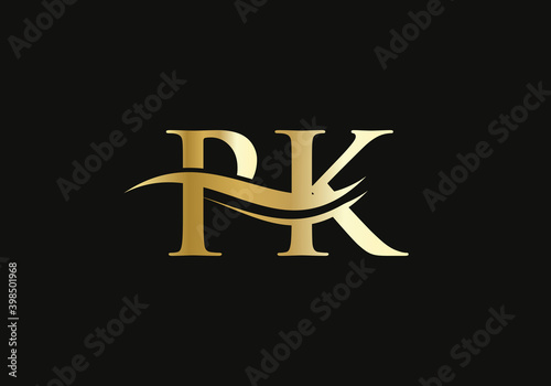 PK Logo Design for business and company identity. Creative PK letter with luxury concept. Water Wave PK Logo Vector. 