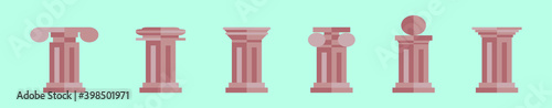 set of roman pillars cartoon icon design template with various models. vector illustration isolated on blue background
