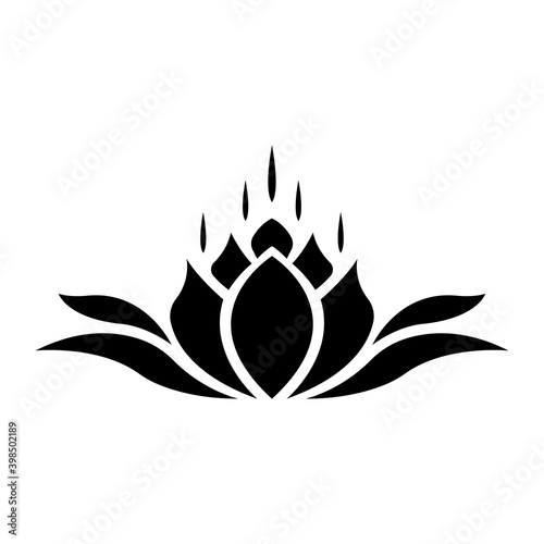 Flower icon. Black silhouette. Side view. Vector flat graphic illustration. The isolated object on a white background. Isolate.