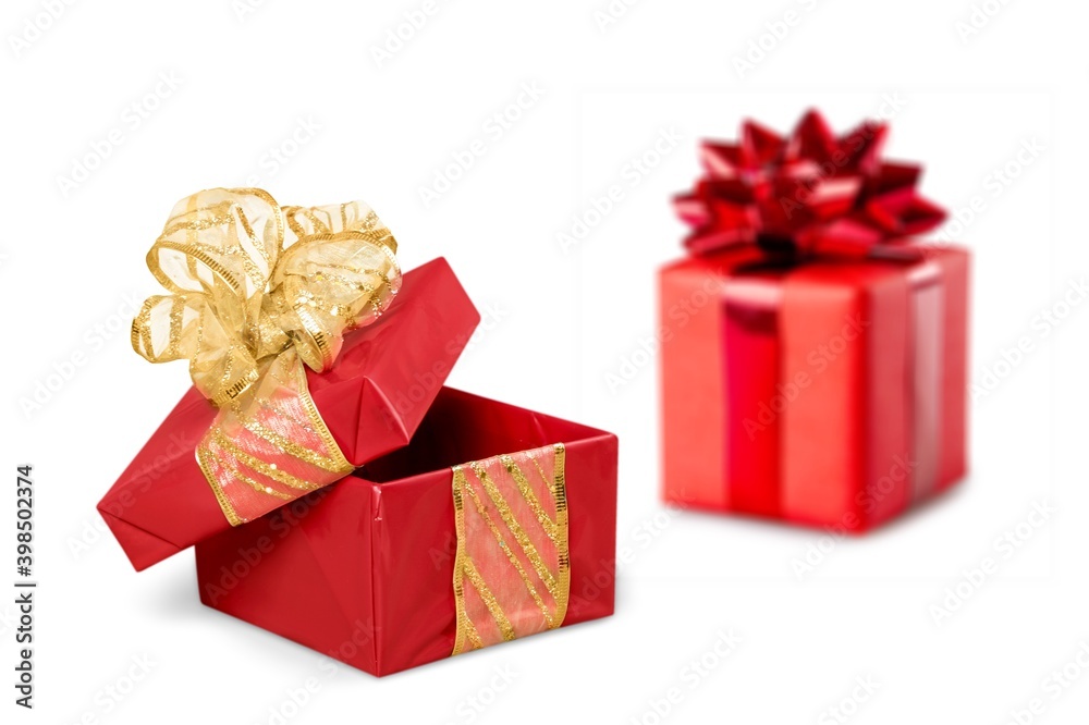 Obraz premium Cute gift box on white background