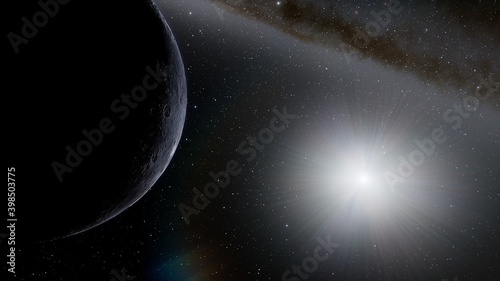 Planets and galaxy  science fiction wallpaper. Beauty of deep space. Billions of galaxy in the universe Cosmic art background 3d render 