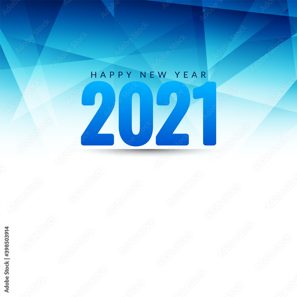Blue geometric Happy new year 2021 background