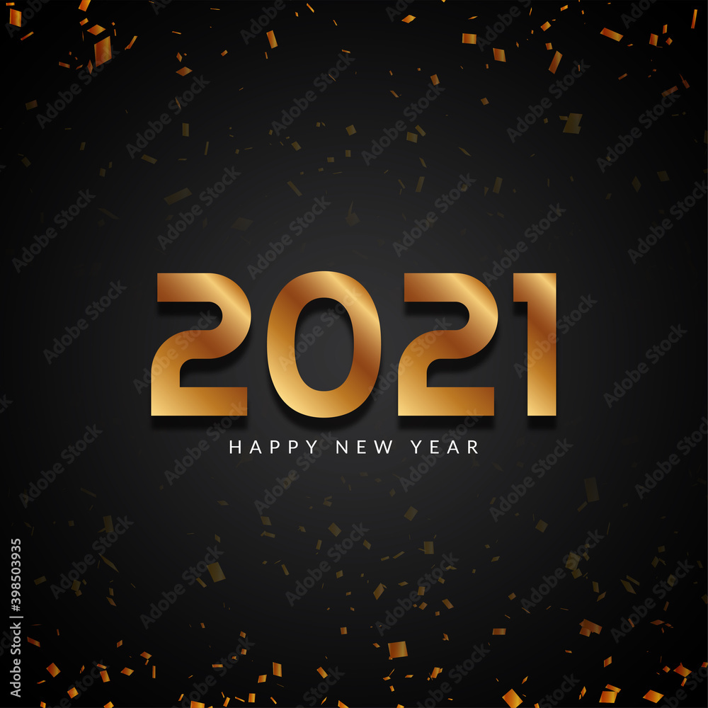 Happy new year 2021 golden text modern background