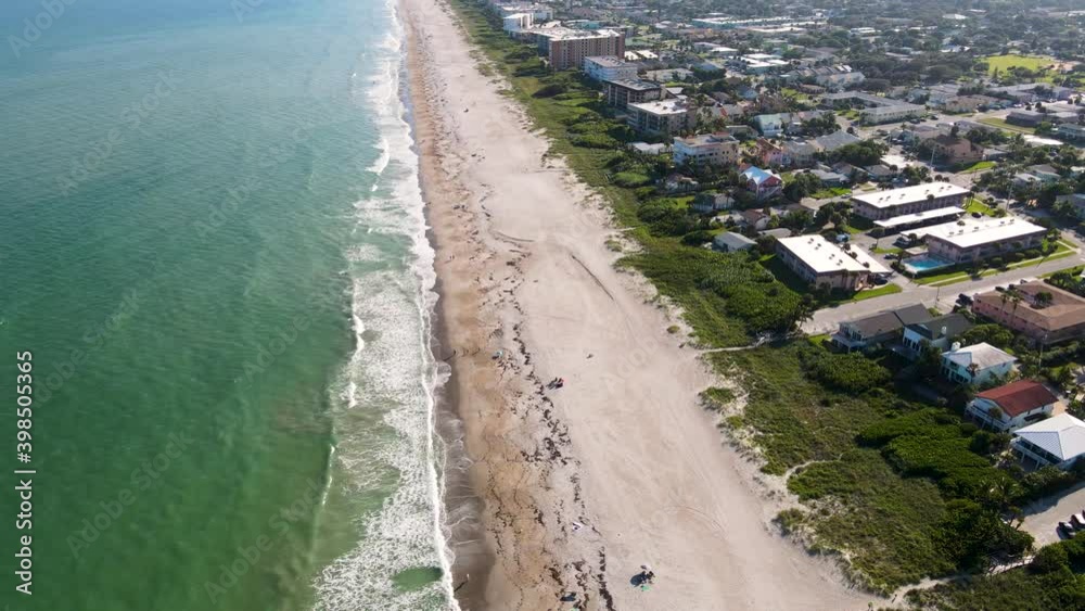 Cocoa Beach Coastline in Florida, Aerial Drone View Cocoa Beach Coastline in Florida, Aerial Drone View