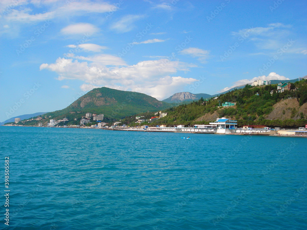 mountain landscape from a pleasure boat in Crimea