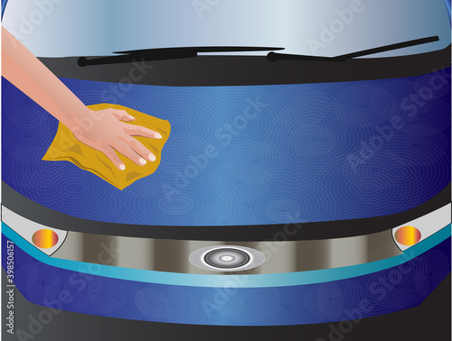 Vector Illustration of cleaning car with soiled rag resulting in swirl marks