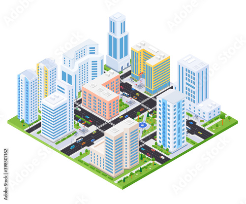 Housing complex - modern vector colorful isometric illustration