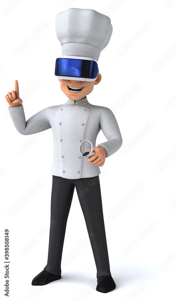 Fun 3D Illustration of a chef with a VR Helmet Fun 3D Illustration of a chef with a VR Helmet