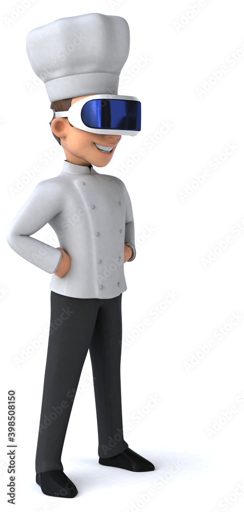 Fun 3D Illustration of a chef with a VR Helmet Fun 3D Illustration of a chef with a VR Helmet