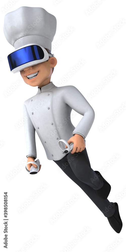 Fun 3D Illustration of a chef with a VR Helmet Fun 3D Illustration of a chef with a VR Helmet