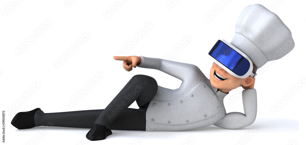 Fun 3D Illustration of a chef with a VR Helmet Fun 3D Illustration of a chef with a VR Helmet