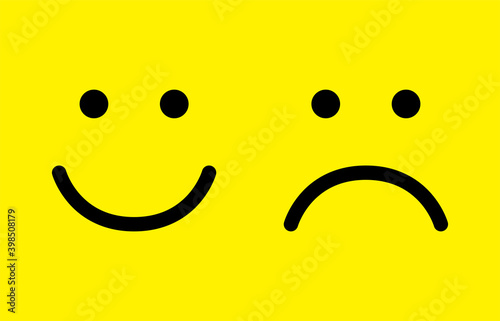 Happy and sad face icons.