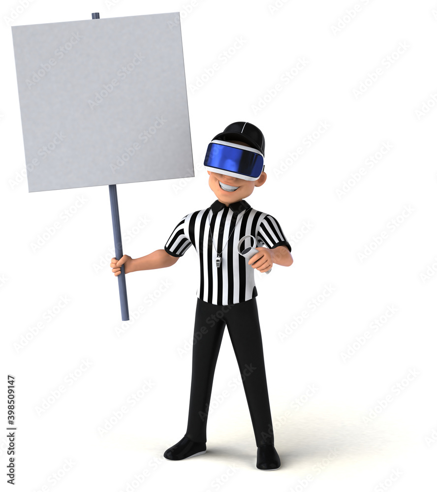 Fun 3D Illustration of a referee with a VR Helmet Fun 3D Illustration of a referee with a VR Helmet