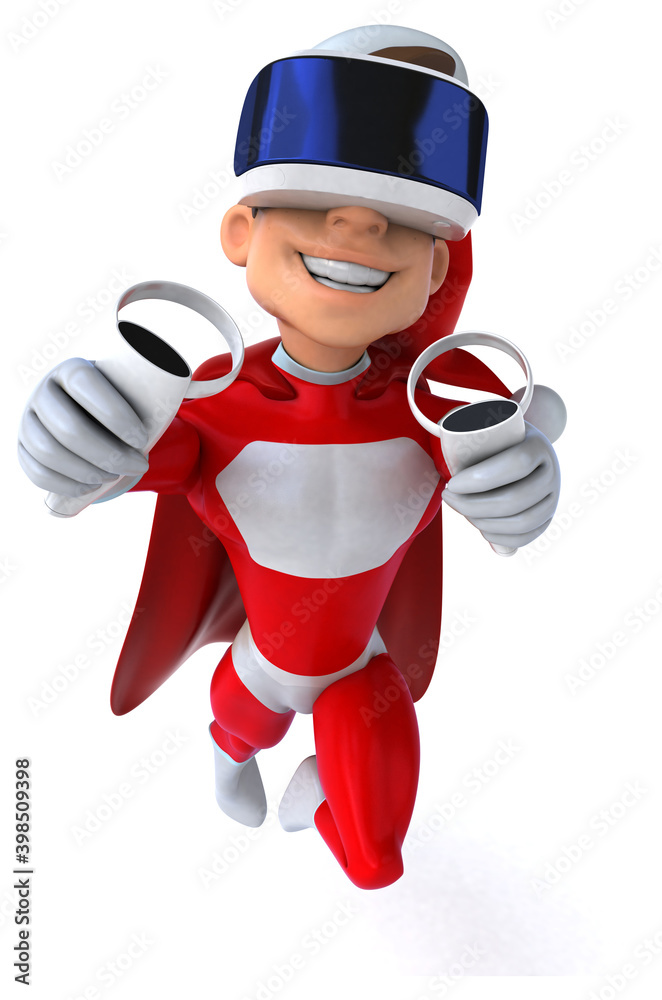 Fun 3D Illustration of a super Santa Claus with a VR Helmet Fun 3D Illustration of a super Santa Claus with a VR Helmet