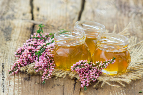 herbal honey with heather flowers