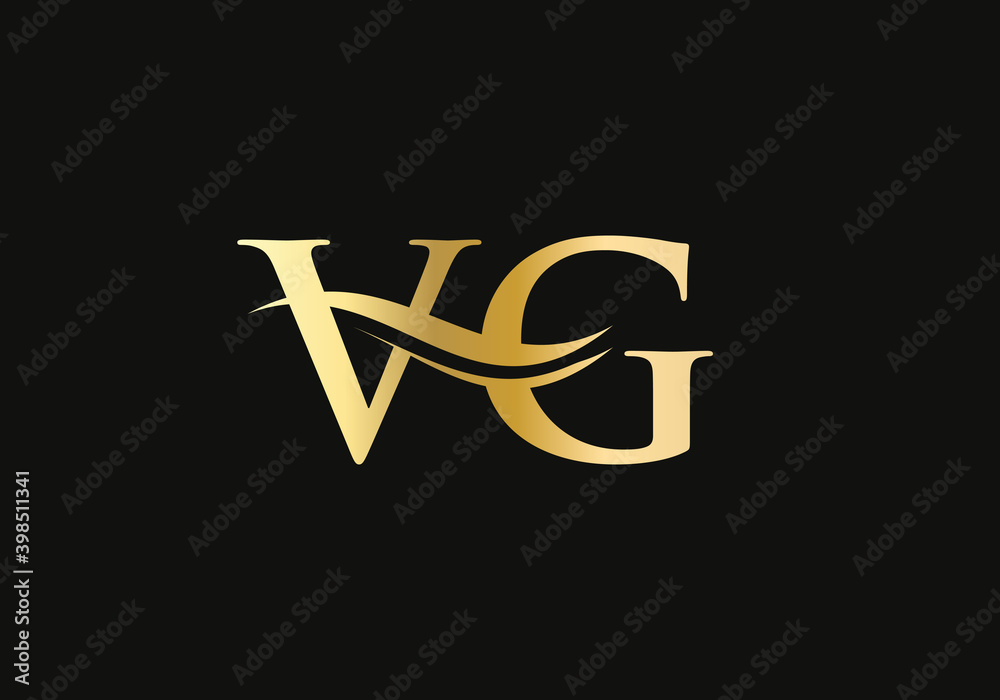 Letter VG Logo Design with water wave concept. VG letter logo design