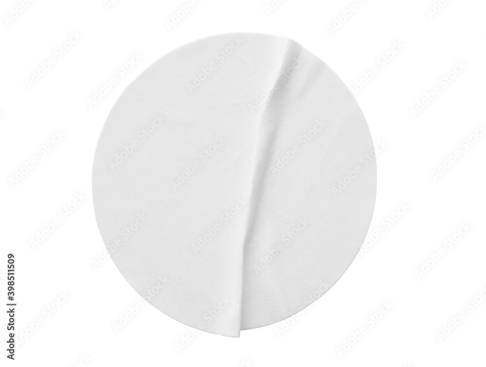 Blank white round paper sticker label isolated on white background Blank white round paper sticker label isolated on white background