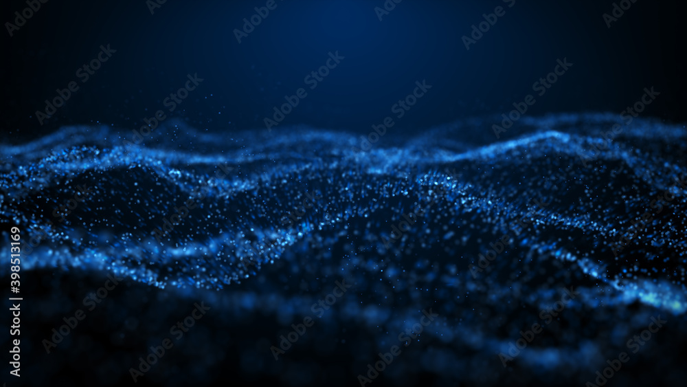 Abstract digital particle wave and light abstract background ,Abstract cyber or technology background. 3D illustration. Abstract digital particle wave and light abstract background ,Abstract cyber or technology background. 3D illustration.
