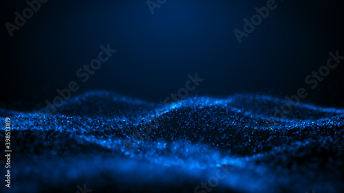 Abstract digital particle wave and light abstract background ,Abstract cyber or technology background. 3D illustration. 