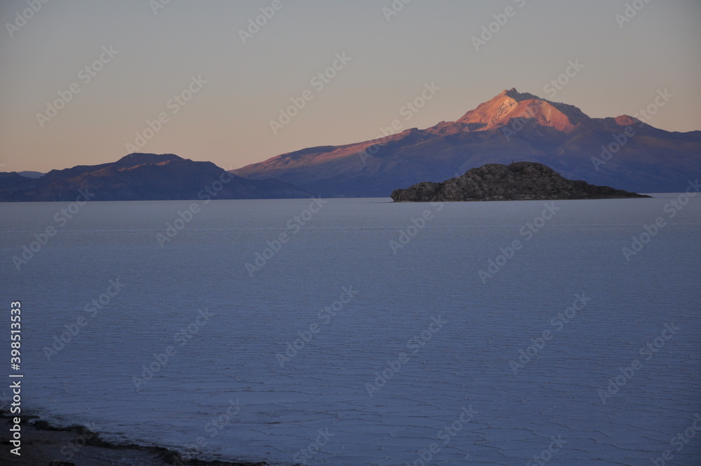 sunset over Uyuni salt lake, Bolivia