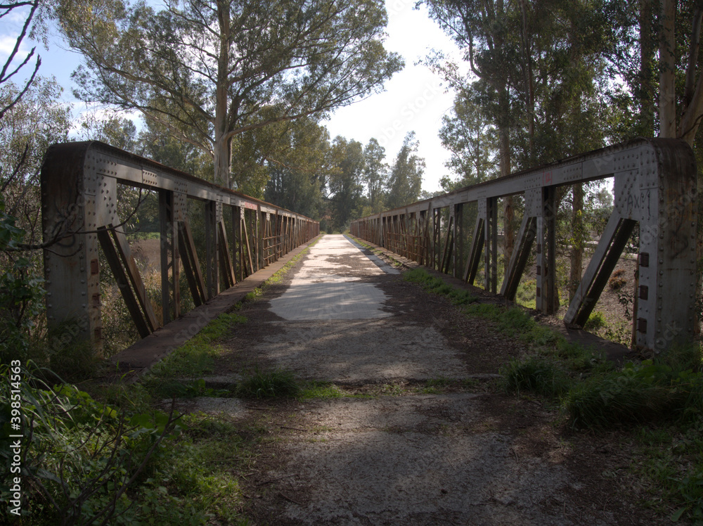 Disused road over iron bridge, Guadalete river