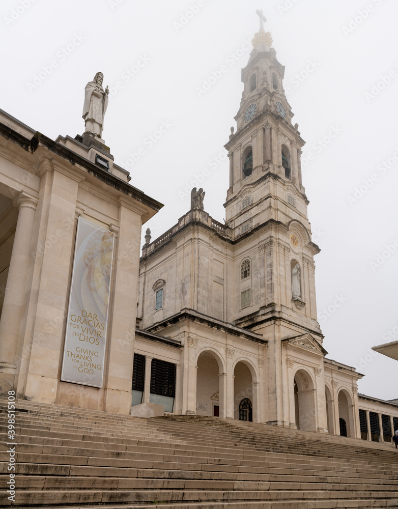  view of the Basilica of Our Lady of the Rosary in Fatima in central Portugal