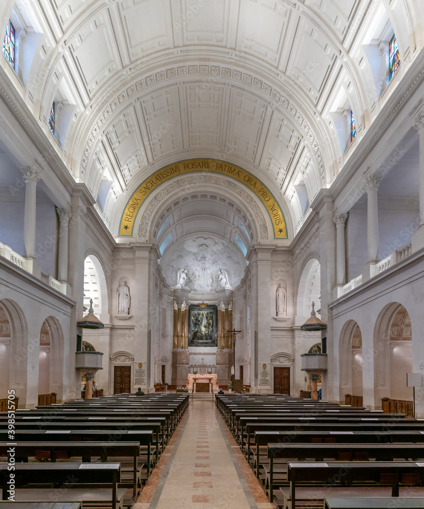 interior view of the Basilica of Our Lady of the Rosary in Fatima in central Portugal