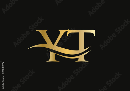 Swoosh Letter YT Logo Design for business and company identity. Creative YT letter with luxury concept.