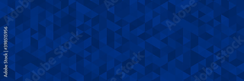 Triangular abstract background dark blue ocean. Color gradient background, geometric halftone pattern, vector abstract triangle mosaic trendy graphic design. Simple minimal halftone blue color