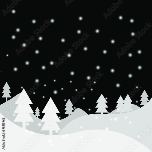 snowfall at night vector illustration for greeting card or cover