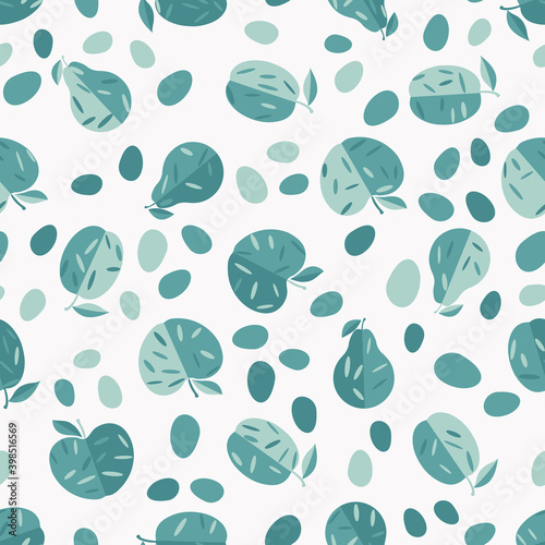 Cute seamless pattern with fruits. Beautiful textile or paper print. Vector illustration.