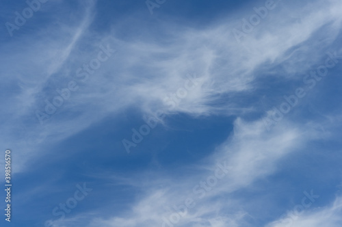 Photo of a blue sky with blurry clouds on it