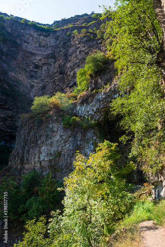Scenic landscape with trees and caves