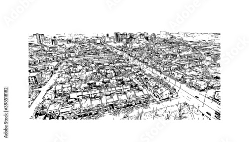 Building view with landmark of Ottawa is the 
capital of Canada. Hand drawn sketch illustration in vector.