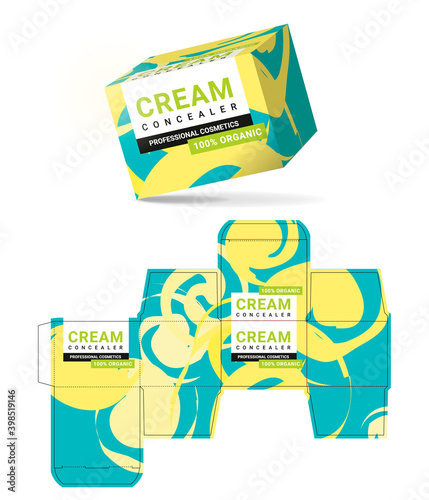 Box design, die-stamping. Vector template