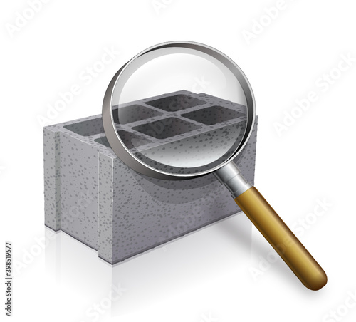 Concrete block under a magnifying glass