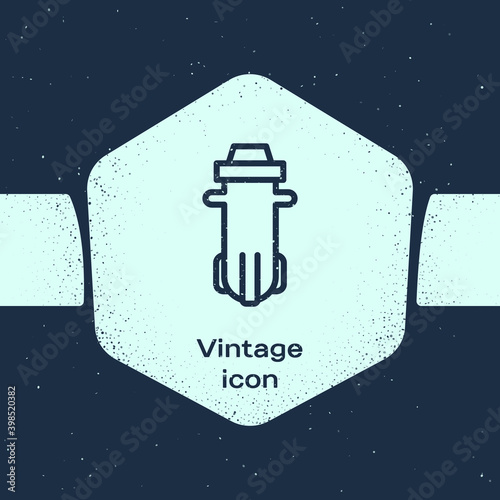Grunge line Water filter icon isolated on blue background. System for filtration of water. Reverse osmosis system. Monochrome vintage drawing. Vector.