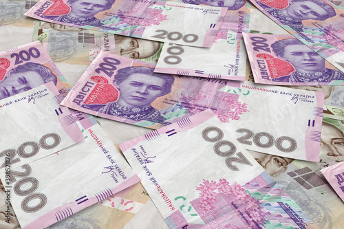 Ukrainian money hryvnia (grivna, hryvna). Finance concept