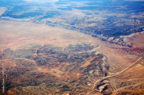 Aerial view of Aubrey Cliffs and Seligman at Camp Verde Yavapai County Arizona photo