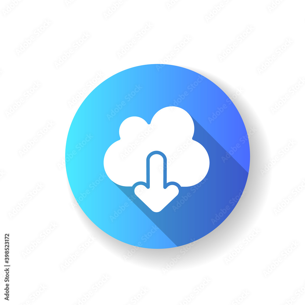 Download blue flat design long shadow glyph icon. Getting your personal information from remote cloud storage. Mobile interface element, ui icon. Silhouette RGB color illustration Download blue flat design long shadow glyph icon. Getting your personal information from remote cloud storage. Mobile interface element, ui icon. Silhouette RGB color illustration