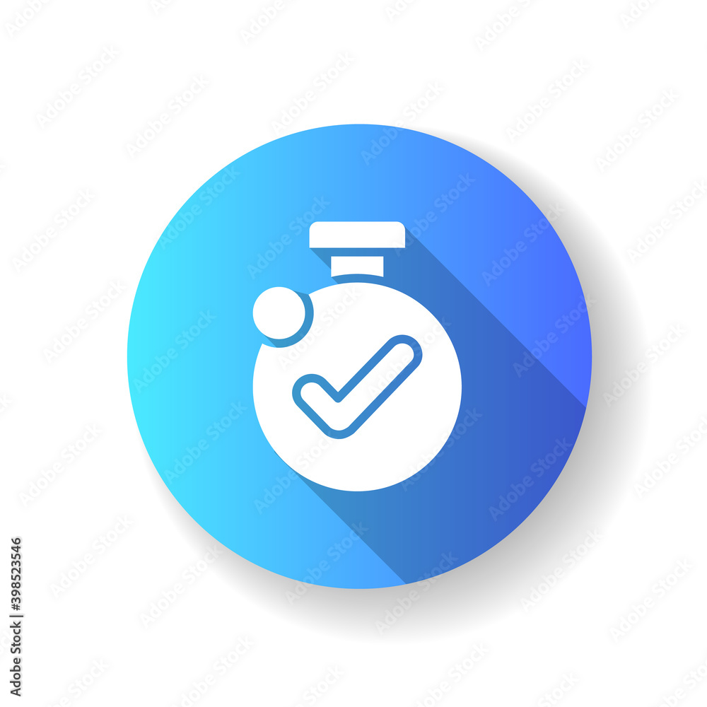 Timer blue flat design long shadow glyph icon. Using clock for track time flow. Tracking duration of your sport exercises. Sport interface creation. Silhouette RGB color illustration Timer blue flat design long shadow glyph icon. Using clock for track time flow. Tracking duration of your sport exercises. Sport interface creation. Silhouette RGB color illustration
