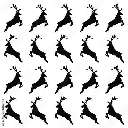 Seamless Pattern of deers. Vector Background. Deer Silhouettes. EPS10