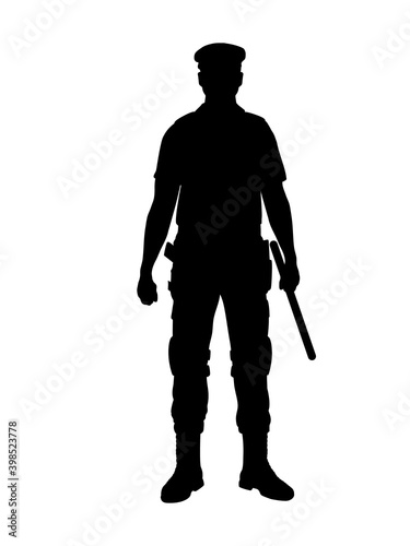 Silhouette Policeman isolated image. Police officer.