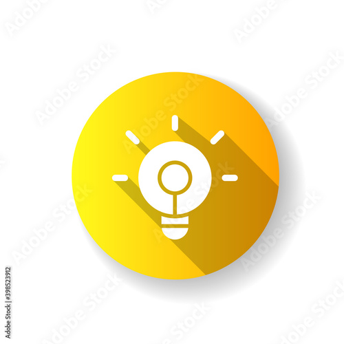 Bright yellow flat design long shadow glyph icon. Smartphone app for controlling lights. Smart home application interface items. Friendly usage experience. Silhouette RGB color illustration